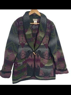 Coldwater Creek  Small Southwestern Cabin Jacket Wool Blend Cozy Coat USA